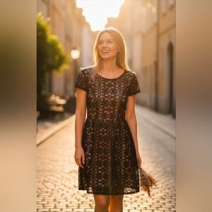 Speechless black lace short-sleeve mini dress. Size 3 Juniors. NWT